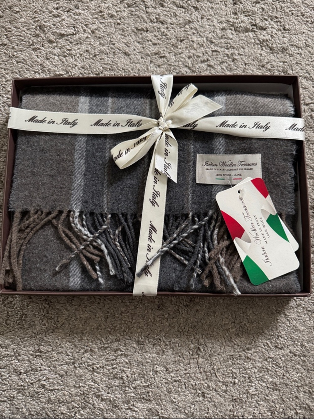 Made in Italy Plaid Scarf NWT in Box